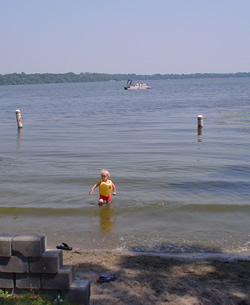 Swimming beach at Shady Acres Resort.